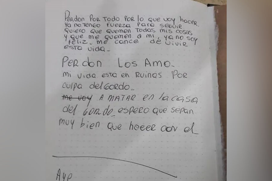 La chica, de nombre Ayelén, dejó una carta a sus padres en la que les pide perdón