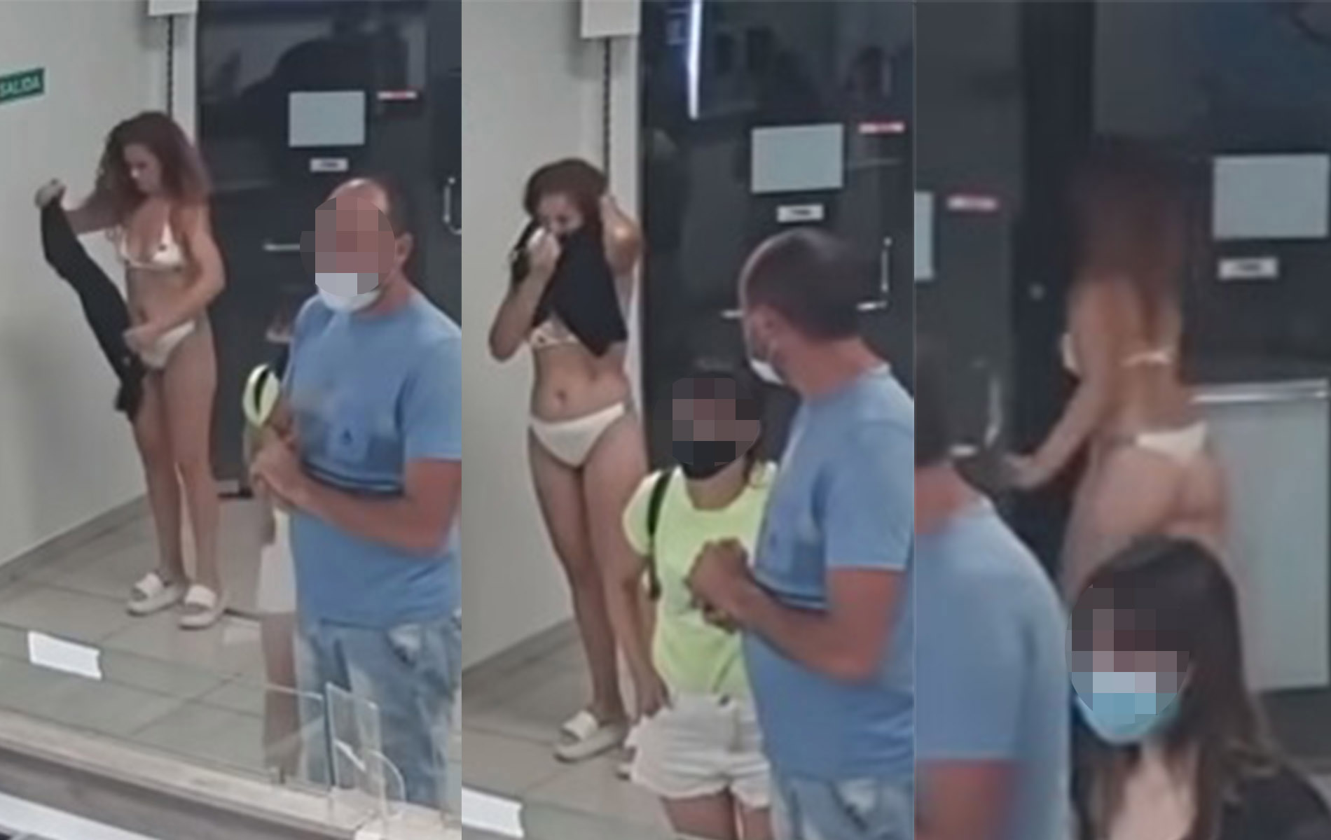 video mujer vestido tapabocas