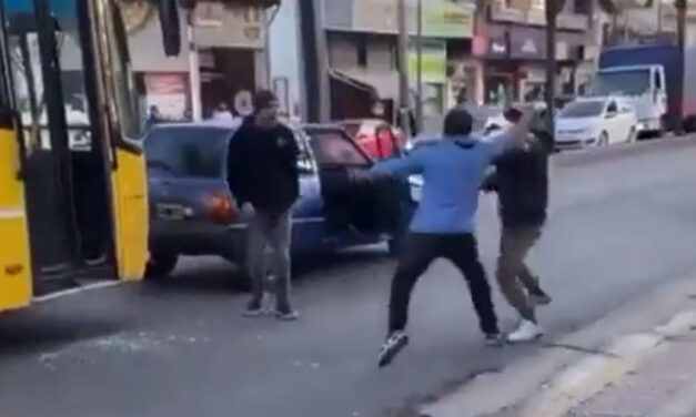 VIDEO. Trompadas y patadas: violenta pelea entre un colectivero y dos automovilistas en Don Torcuato
